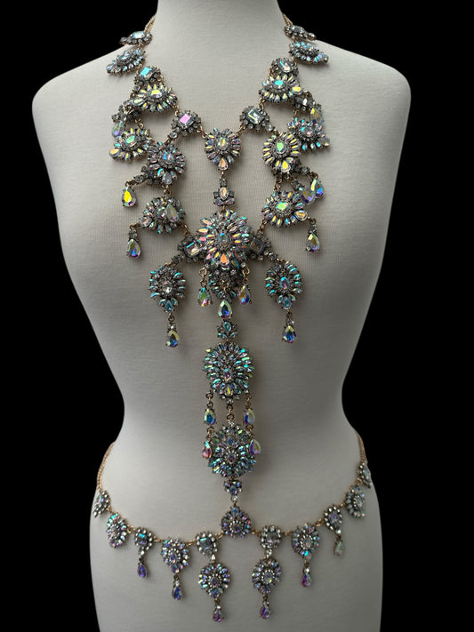 Iridescent Rhinestone Full Body Chain Jewellery – Boho Bridal Festival Statement - Fatisha Boutique #
