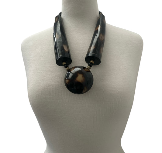Buffalo Horn Ethnic Statement Necklace – Bold Tribal Chunky Pendant Jewellery for Women & Festivals