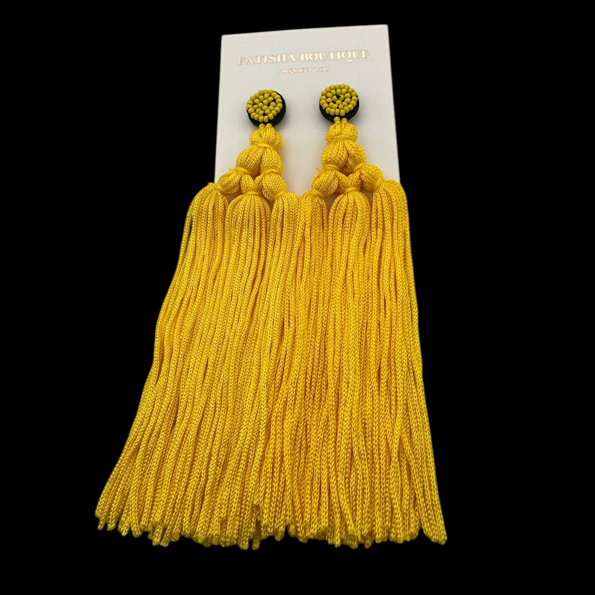 Boho Long Tassel Earrings with Beaded Stud – Bold Fringed Statement Jewellery - Fatisha Boutique #