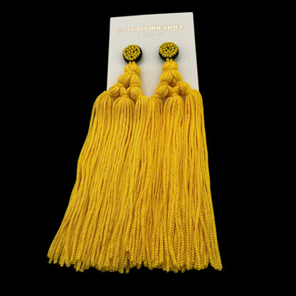 Boho Long Tassel Earrings with Beaded Stud – Bold Fringed Statement Jewellery - Fatisha Boutique #