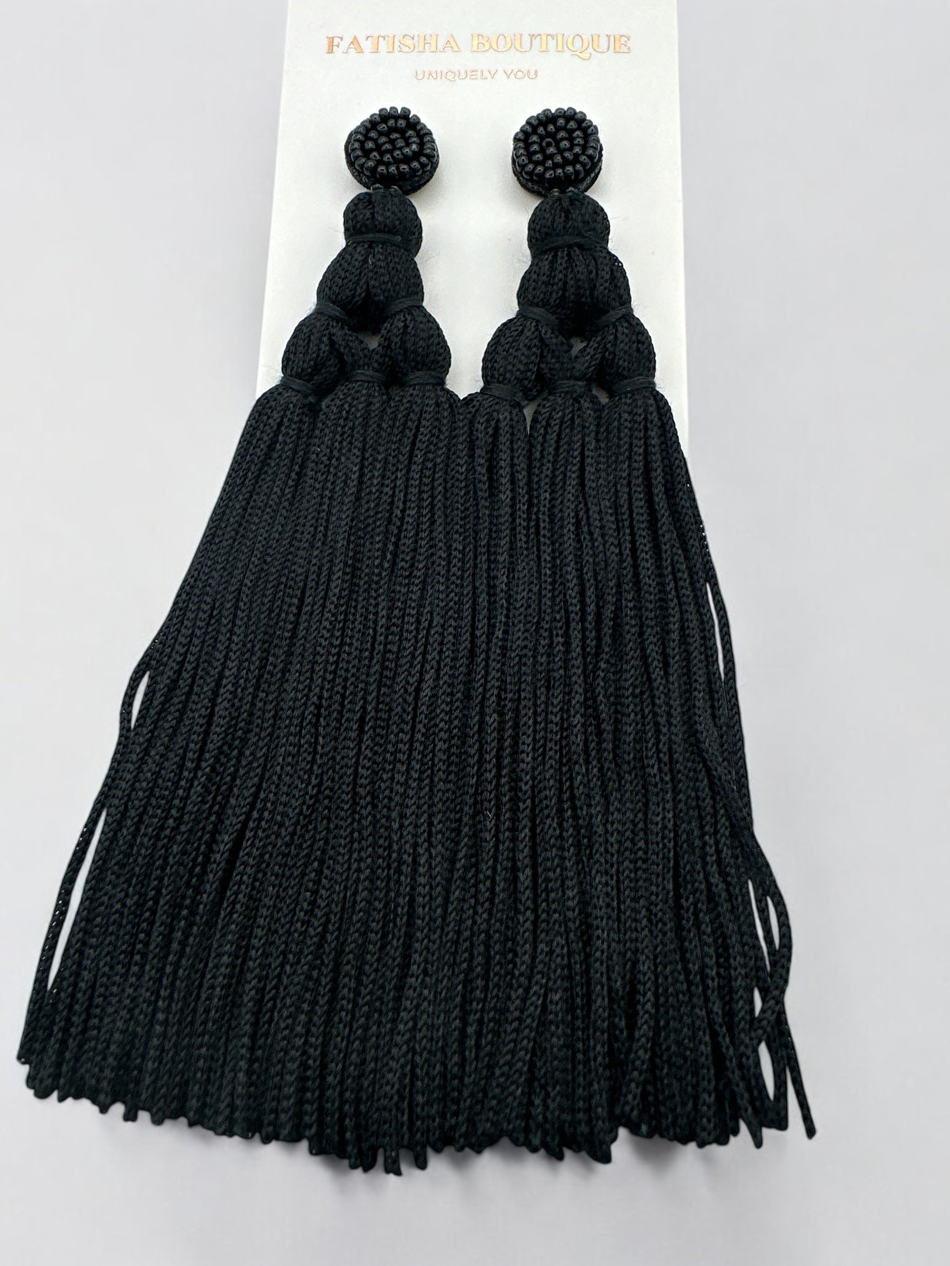 Boho Long Tassel Earrings with Beaded Stud – Bold Fringed Statement Jewellery - Fatisha Boutique #