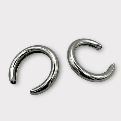 Chunky 5cm Open Hoop Earrings – Bold Sculptural Gold & Silver Statement Jewellery - Fatisha Boutique #
