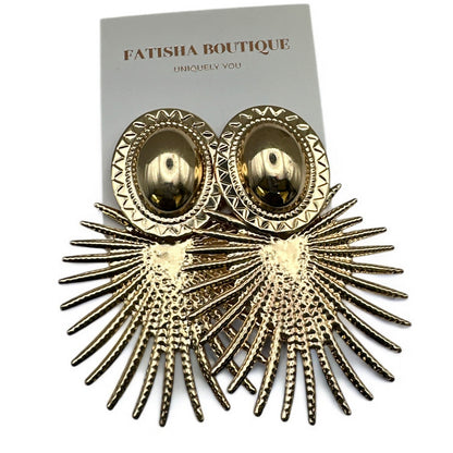 Boho Retro Hollow Leaf Lightweight Dangle Statement Earrings in Gold & Silver