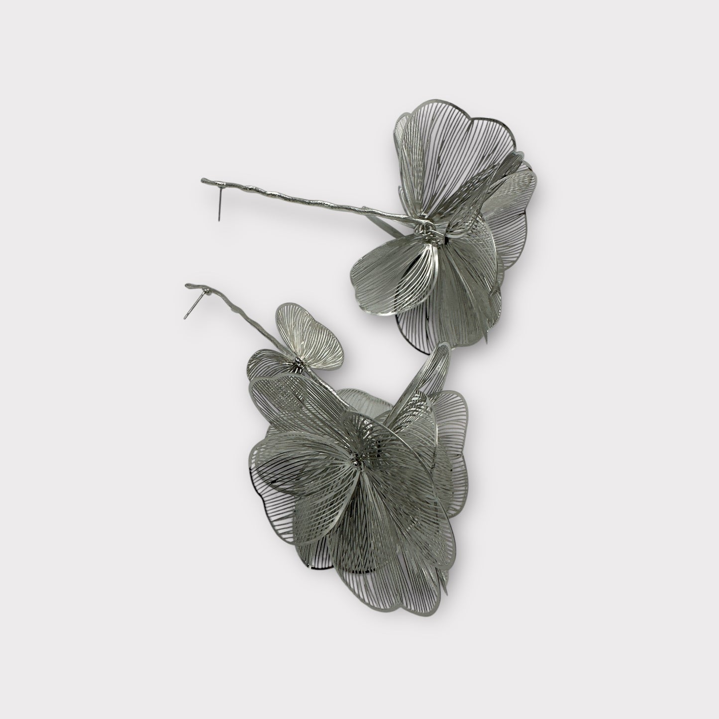Elegant Oversized Orchid Flower Earrings – Bold Gold & Silver Botanical Statement Jewellery