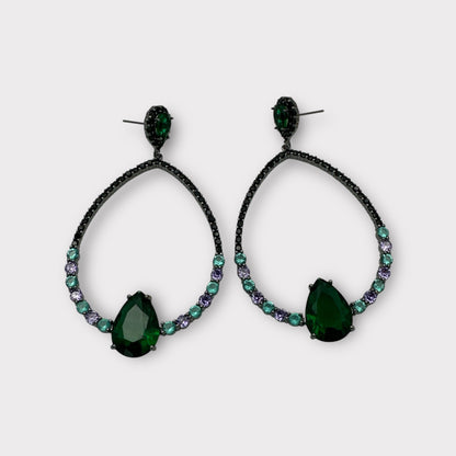 Elegant Vintage Rhinestone Teardrop Dangle Earrings – Statement Jewellery