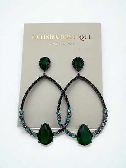 Elegant Vintage Rhinestone Teardrop Dangle Earrings – Statement Jewellery