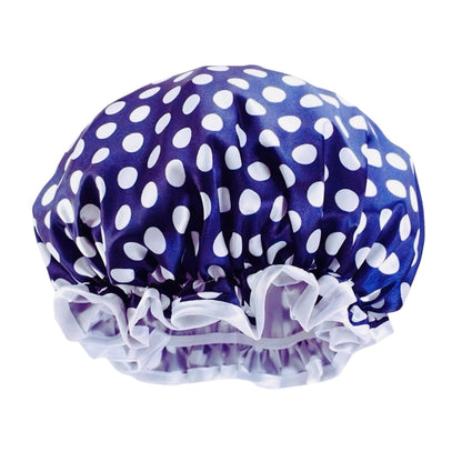 Double Layer Satin Silk Shower Bonnet – Reusable Waterproof Hair Cap with Ruffles
