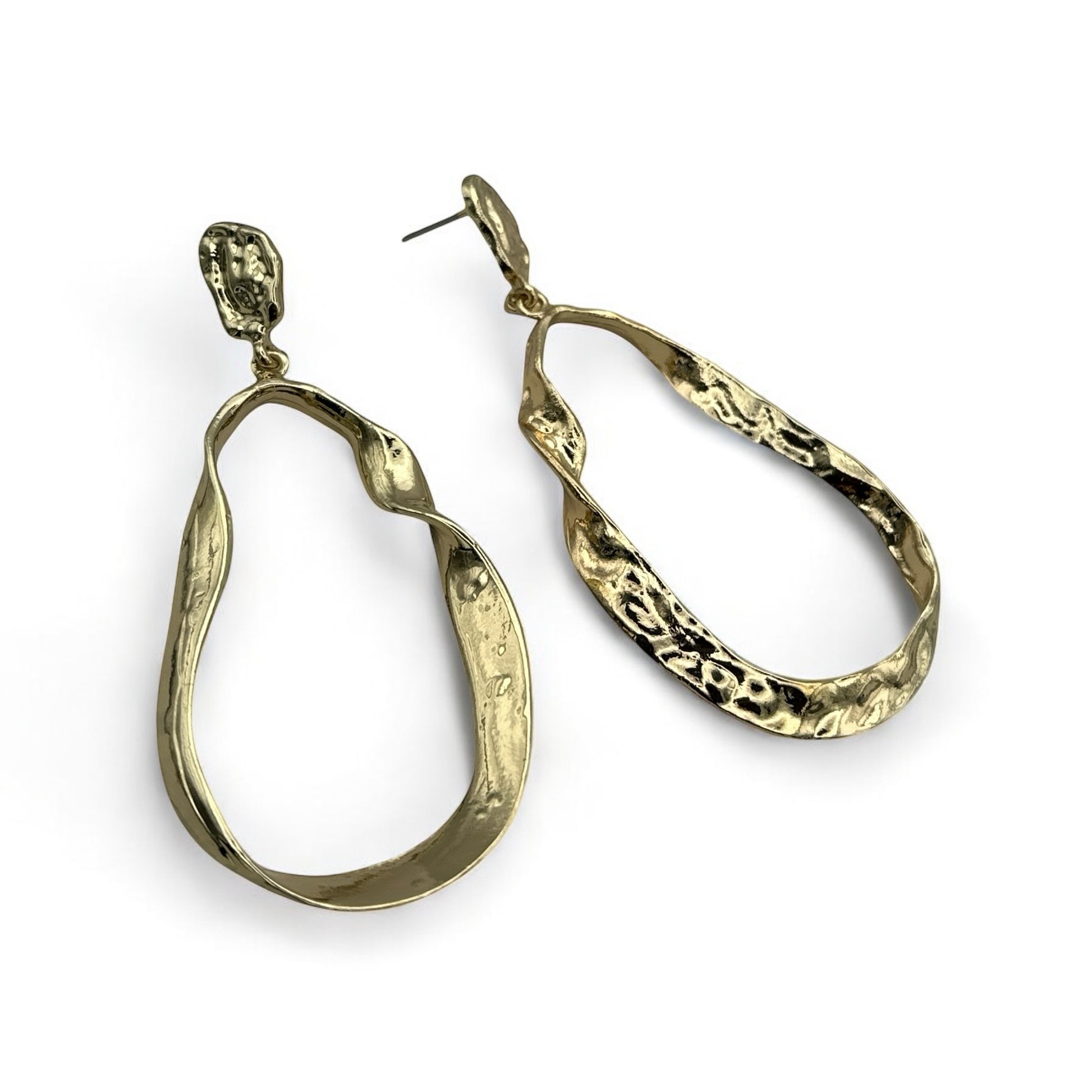 Gold Textured Dangle Earrings – Bold Chic Statement Drop for Women - Fatisha Boutique #