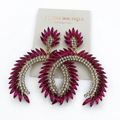 Glam Statement Diamante Rhinestone Earrings - Elegant Bold Dangle Jewellery