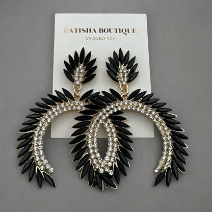 Glam Statement Diamante Rhinestone Earrings - Elegant Bold Dangle Jewellery