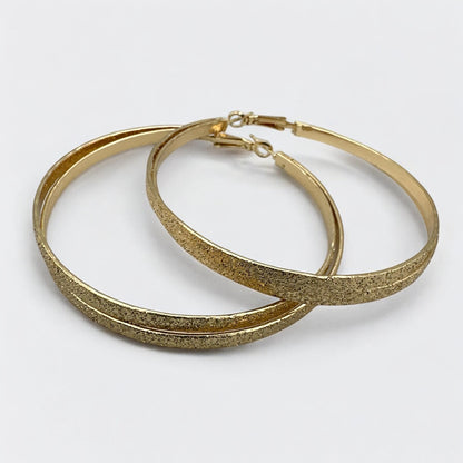 Double 7CM Textured Circle Hoop Earrings – Gold & Silver Bold Statement Jewellery