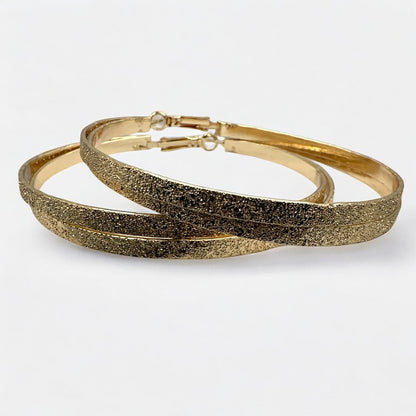 Double 7CM Textured Circle Hoop Earrings – Gold & Silver Bold Statement Jewellery
