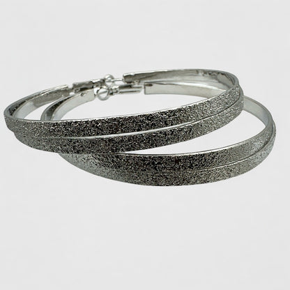Double 7CM Textured Circle Hoop Earrings – Gold & Silver Bold Statement Jewellery