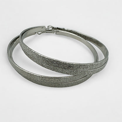 Double 7CM Textured Circle Hoop Earrings – Gold & Silver Bold Statement Jewellery