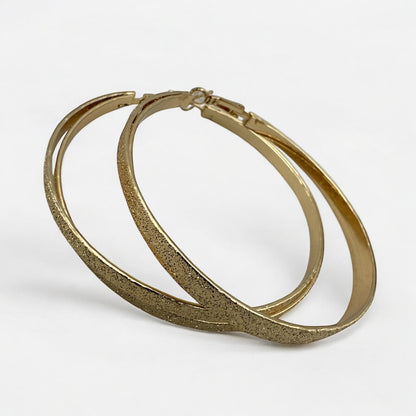 Double 7CM Textured Circle Hoop Earrings – Gold & Silver Bold Statement Jewellery