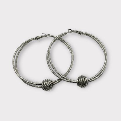 6CM Double Circle Knot Hoop Earrings – Bold Gold & Silver Statement Jewellery
