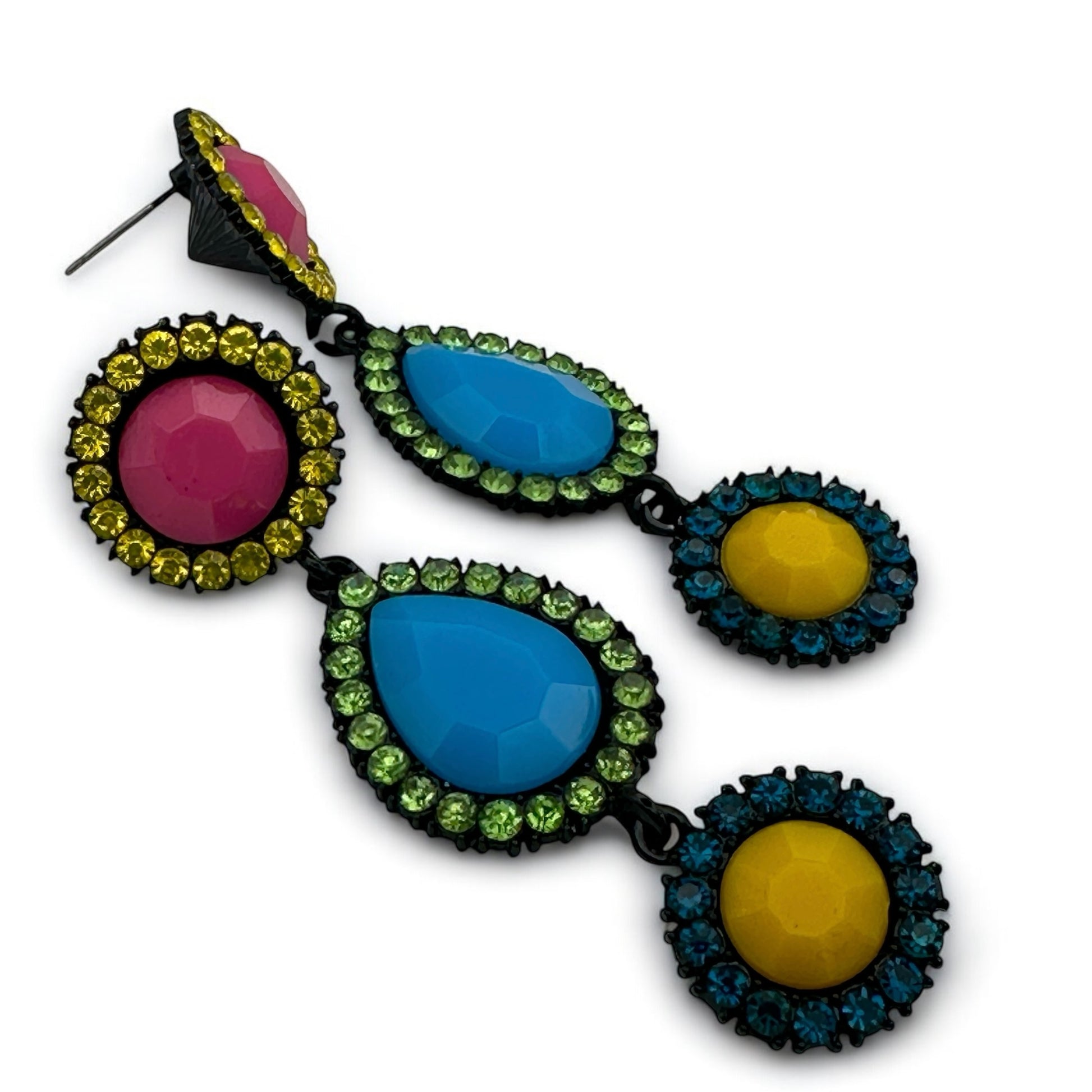 Bold Bohemian Multicoloured Resin Drop Earrings – Vibrant Statement Style - Fatisha Boutique #