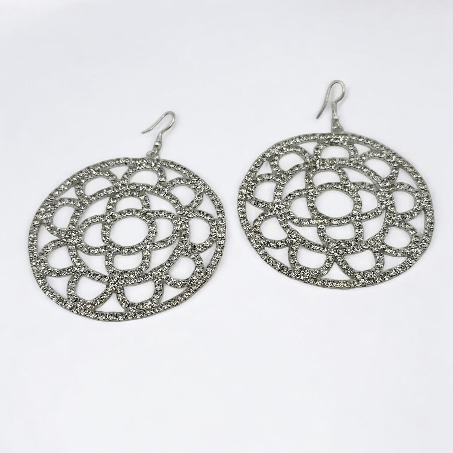 Oversized Rhinestone Chandelier Earrings – Gold & Silver Statement Drops for Events