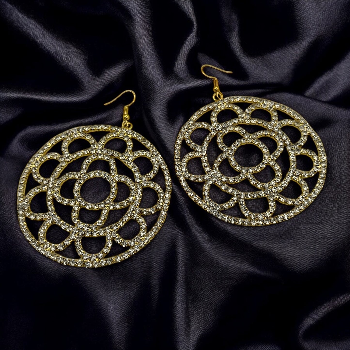 Oversized Rhinestone Chandelier Earrings – Gold & Silver Statement Drops for Events