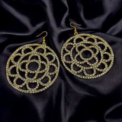 Oversized Rhinestone Chandelier Earrings – Gold & Silver Statement Drops for Events