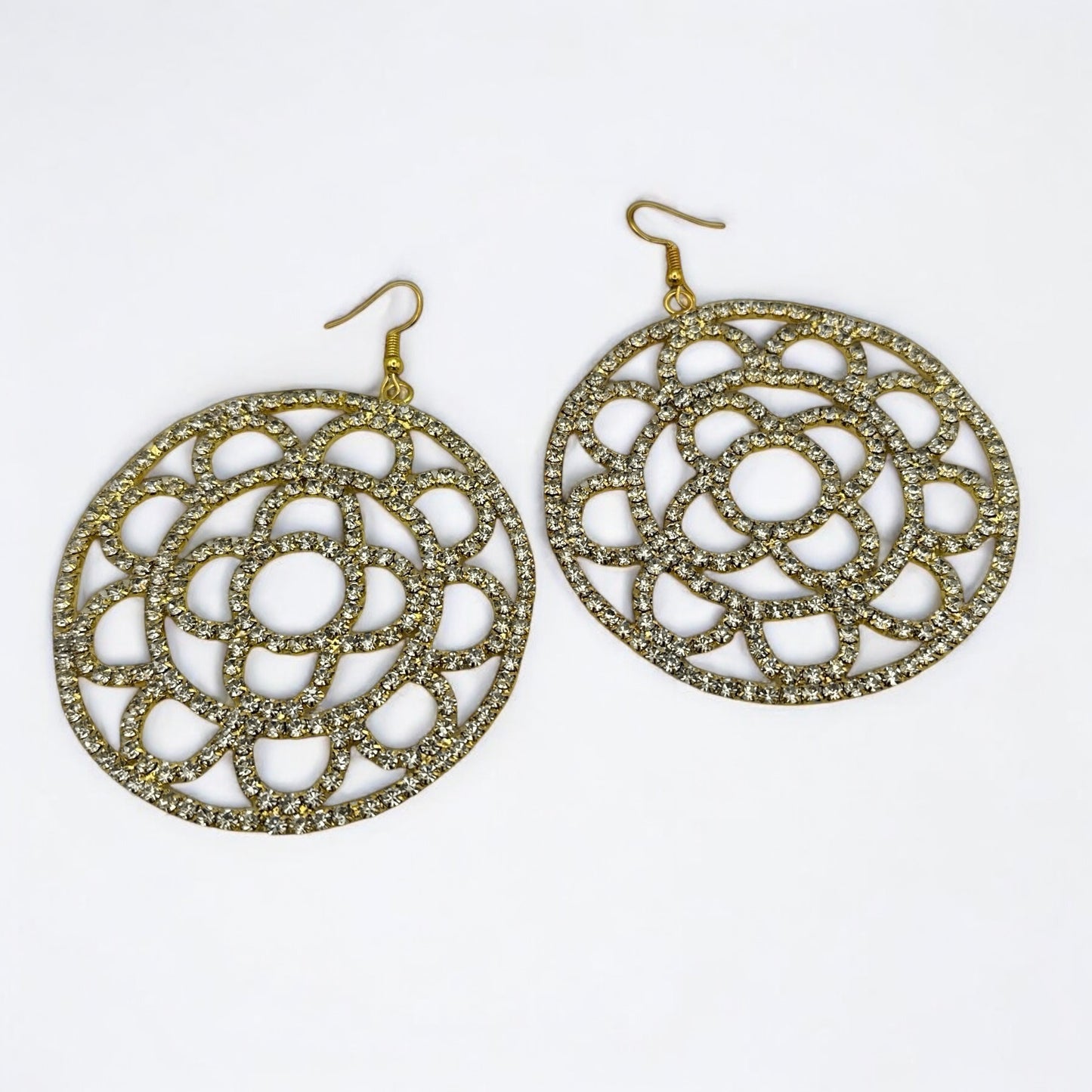 Oversized Rhinestone Chandelier Earrings – Gold & Silver Statement Drops for Events