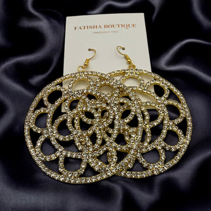 Oversized Rhinestone Chandelier Earrings – Gold & Silver Statement Drops for Events