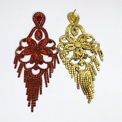 Long Rhinestone Chandelier Tassel Earrings – Big Statement Crystal Drops for Events