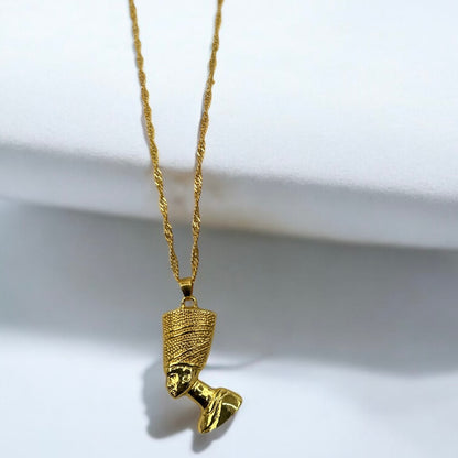 Stainless Steel Queen Nefertiti Pendant Necklace – Ancient Egyptian Statement Jewellery for Women