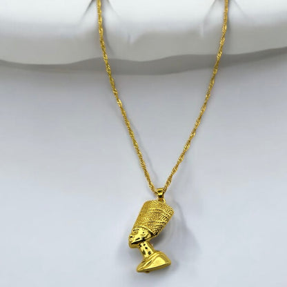 Stainless Steel Queen Nefertiti Pendant Necklace – Ancient Egyptian Statement Jewellery for Women