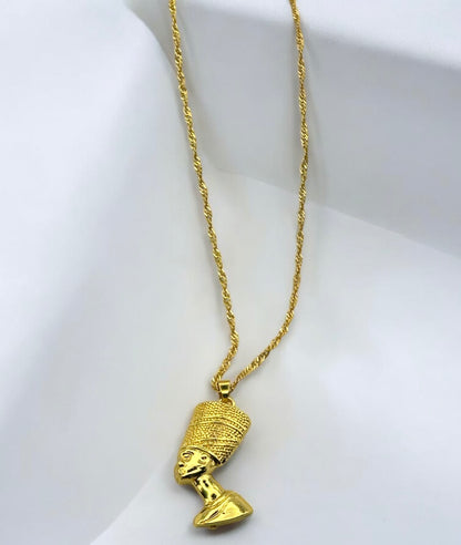 Stainless Steel Queen Nefertiti Pendant Necklace – Ancient Egyptian Statement Jewellery for Women