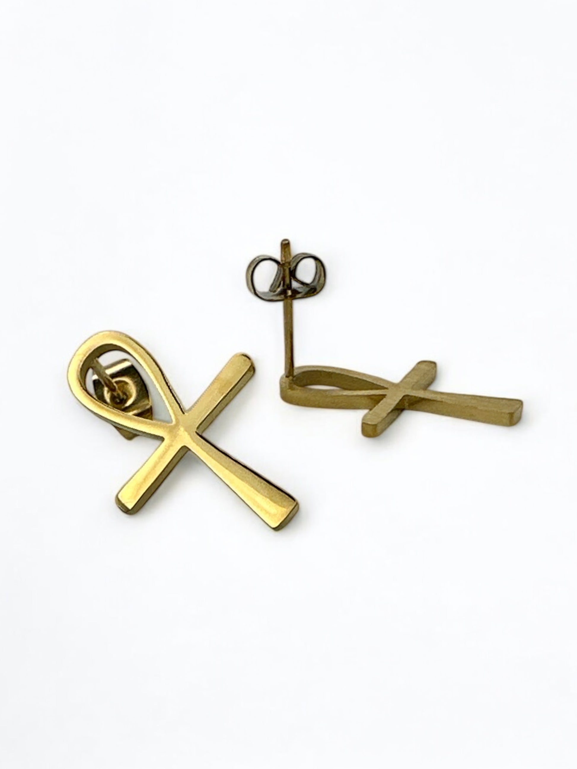Small Ankh Cross Stud Earrings | Stainless Steel Egyptian Symbol Jewellery - Fatisha Boutique #