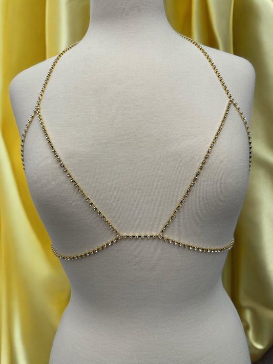Minimalist Rhinestone Body Chain – Dainty Festival Jewellery in Silver or Gold for Women - Fatisha Boutique #