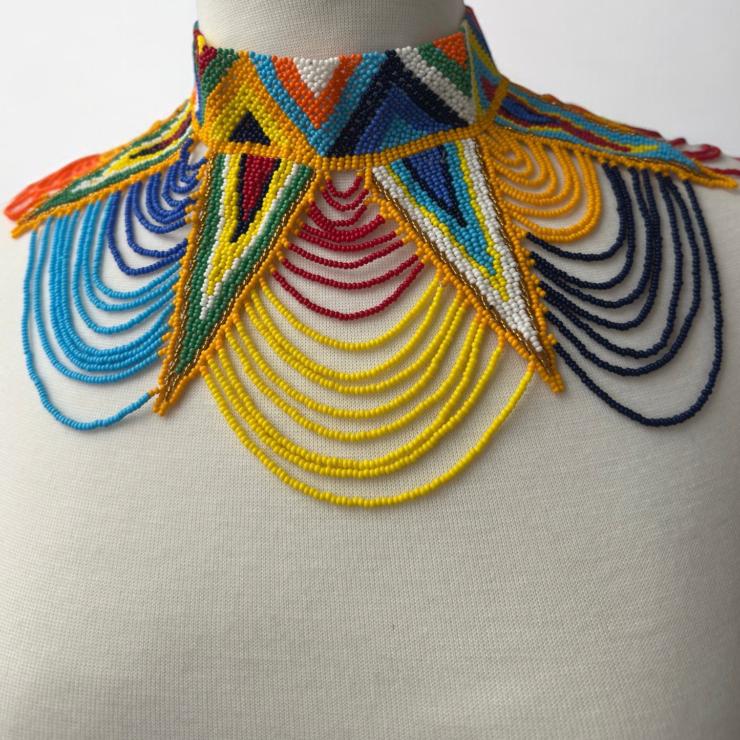 Maasai Zulu Beaded Statement Collar – African Formal,Wedding & Party Jewellery Necklace