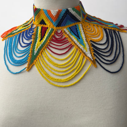 Maasai Zulu Beaded Statement Collar – African Formal,Wedding & Party Jewellery Necklace