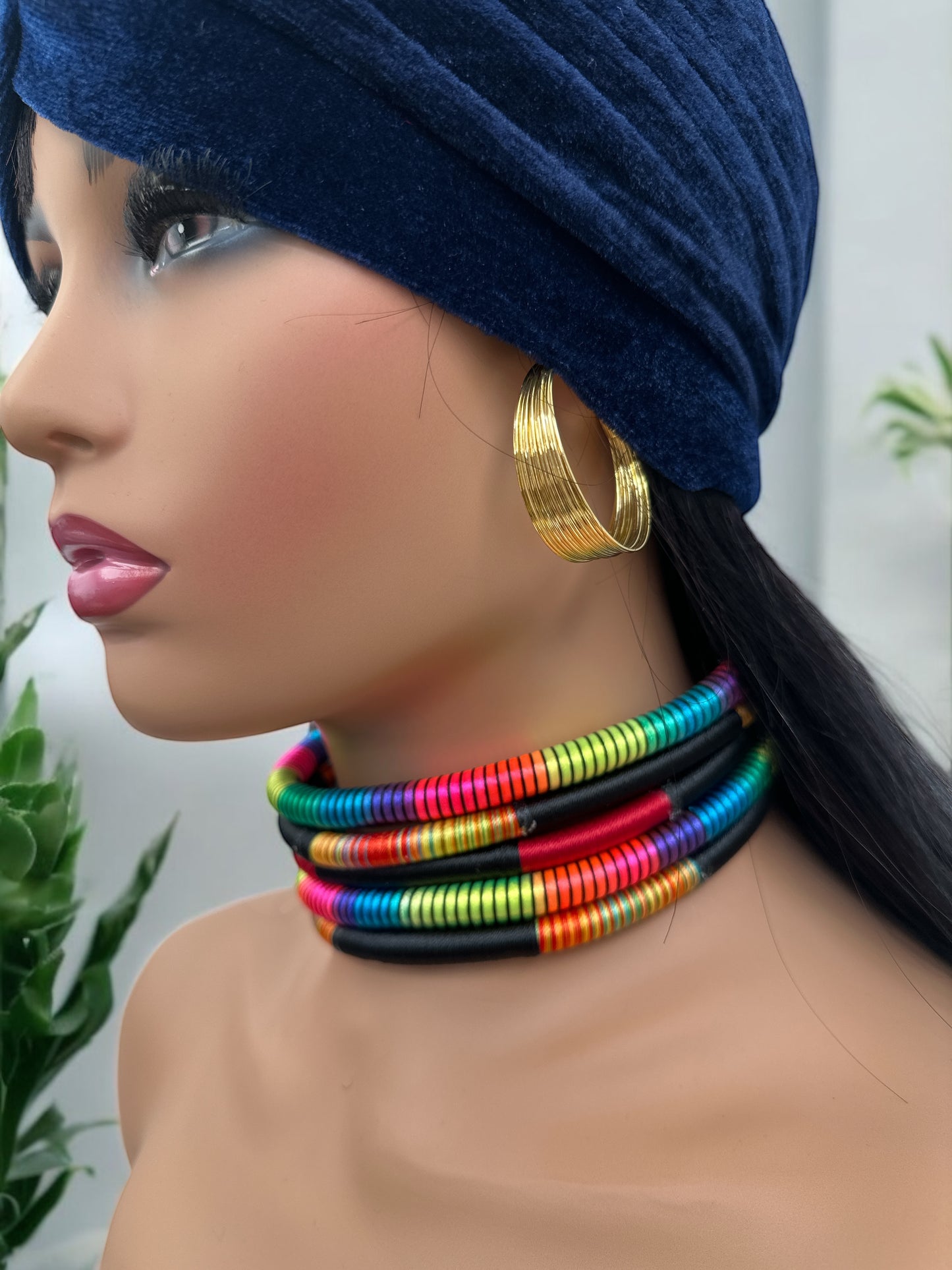 Elegant Multicolour Rope Magnetic Necklace & Bracelet Set – Afrocentric Jewellery