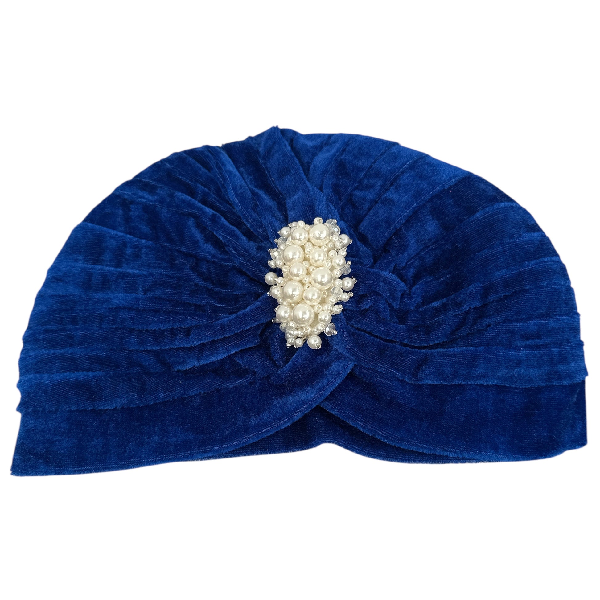 Elegant Velvet Turban Cap with Pearl Beads – Pre-Tied, Lightweight, Ready to Wear Headwrap for Women - Fatisha Boutique #