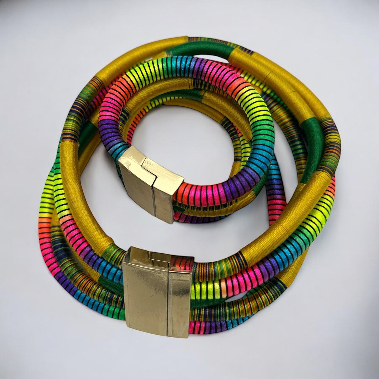 Elegant Multicolour Rope Magnetic Necklace & Bracelet Set – Afrocentric Jewellery