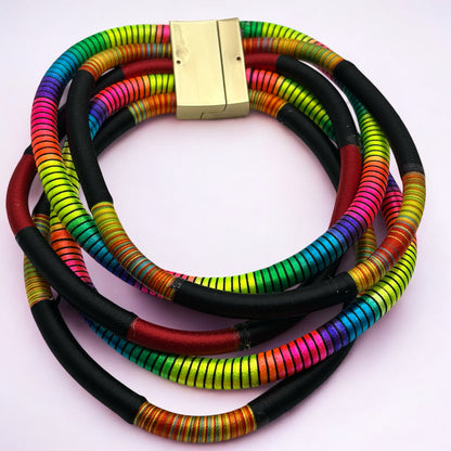 Elegant Multicolour Rope Magnetic Necklace & Bracelet Set – Afrocentric Jewellery