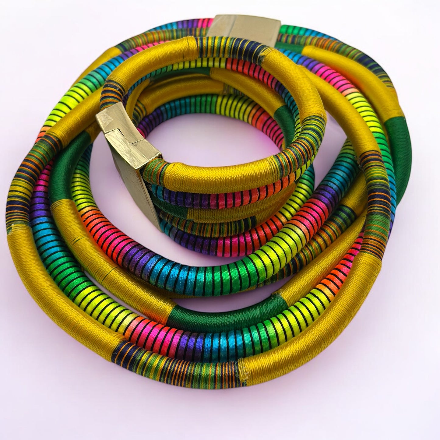 Elegant Multicolour Rope Magnetic Necklace & Bracelet Set – Afrocentric Jewellery