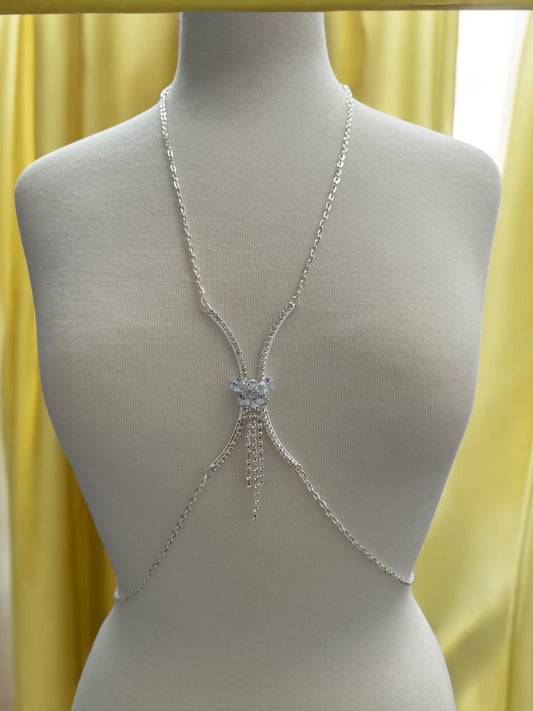 Elegant Butterfly Rhinestone Body Chain – Gold & Silver Crystal Waist Jewellery Accessory - Fatisha Boutique #