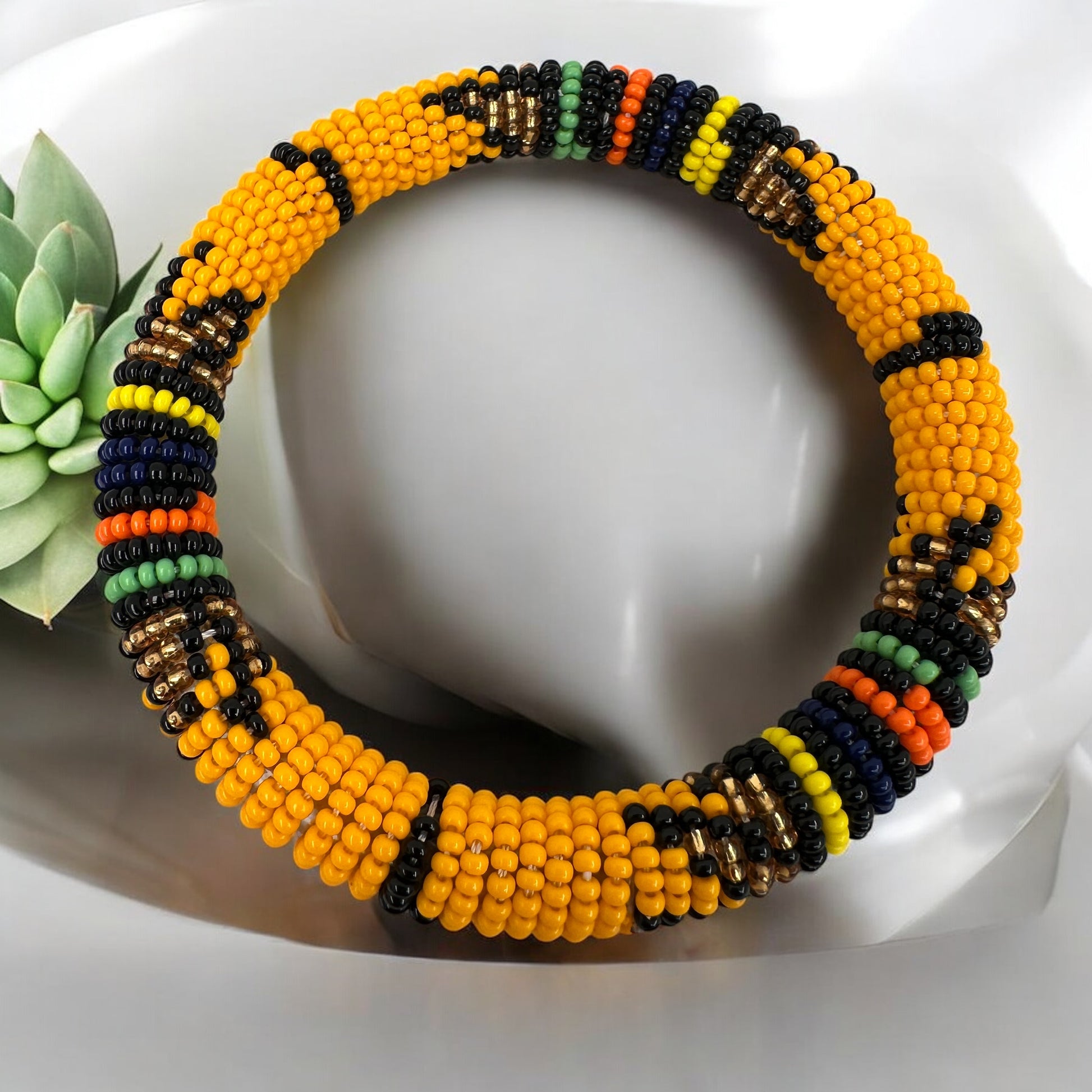 Handmade African Beaded Bangles – Colourful Stackable Tribal Ethnic Bracelets - Fatisha Boutique #