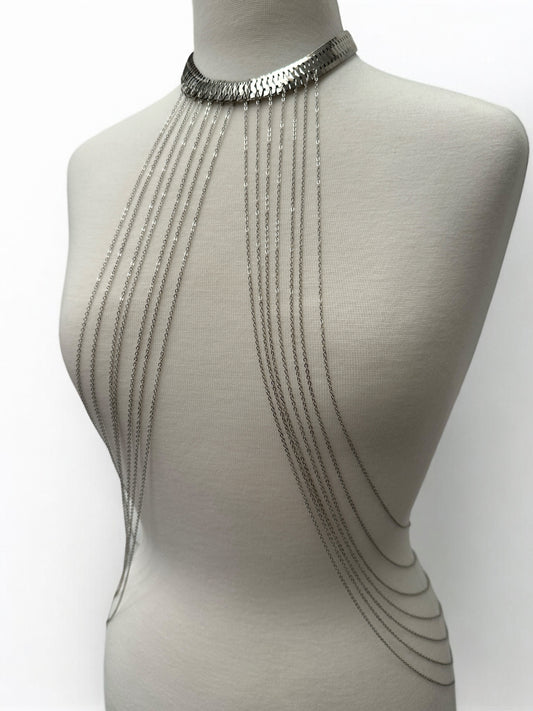 Boho Shoulder Statement Body Chain – Gold & Silver Metal Festival Jewellery for Women - Fatisha Boutique #