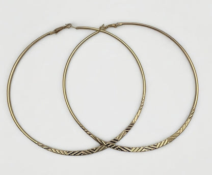 Oversized 12CM Engraved Statement Hoop Earrings – Large Bold Fashion Hoops in Gold or Silver - Fatisha Boutique #