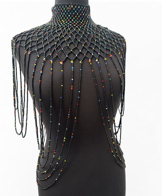 Black Maasai Zulu Beaded Collar – African Tribal Festival Necklace | Afrocentric Fashion UK - Fatisha Boutique #