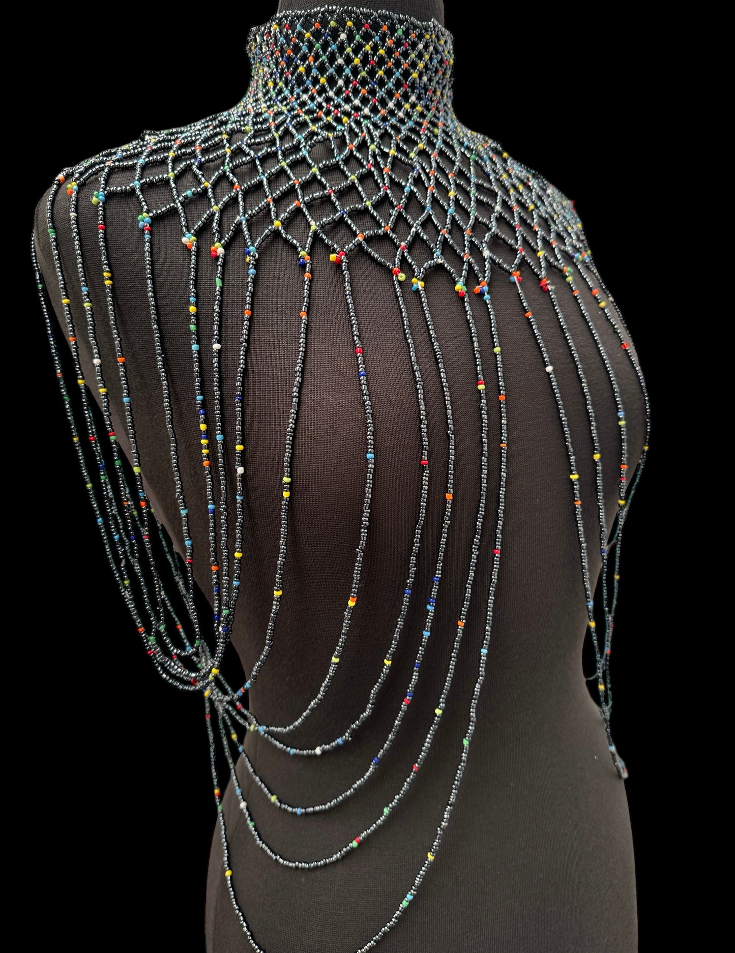 Grey Maasai Zulu Beaded Collar – Handmade African Festival Necklace | Tribal Body Jewellery UK - Fatisha Boutique #