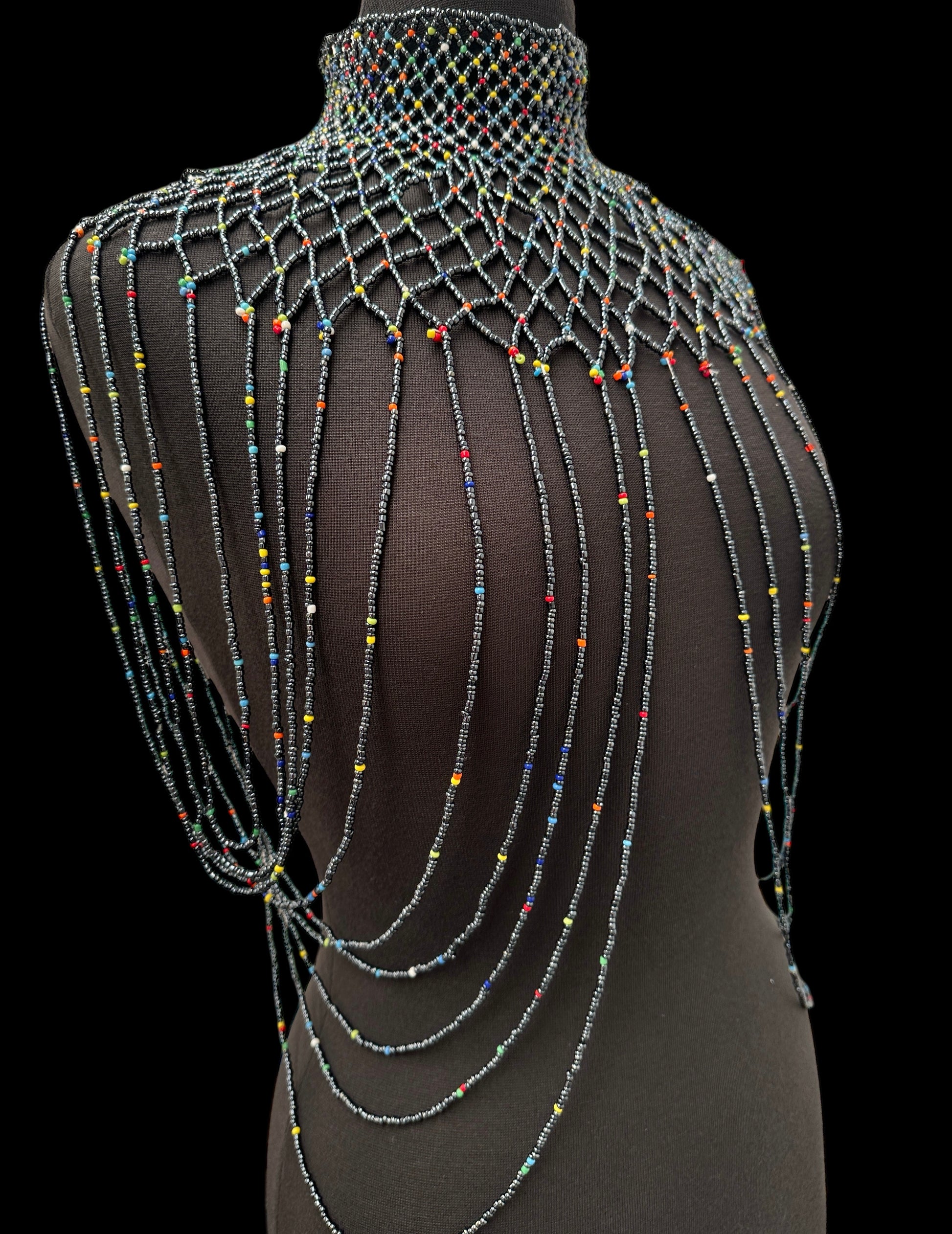 Grey Maasai Zulu Beaded Collar – Handmade African Festival Necklace | Tribal Body Jewellery UK - Fatisha Boutique #