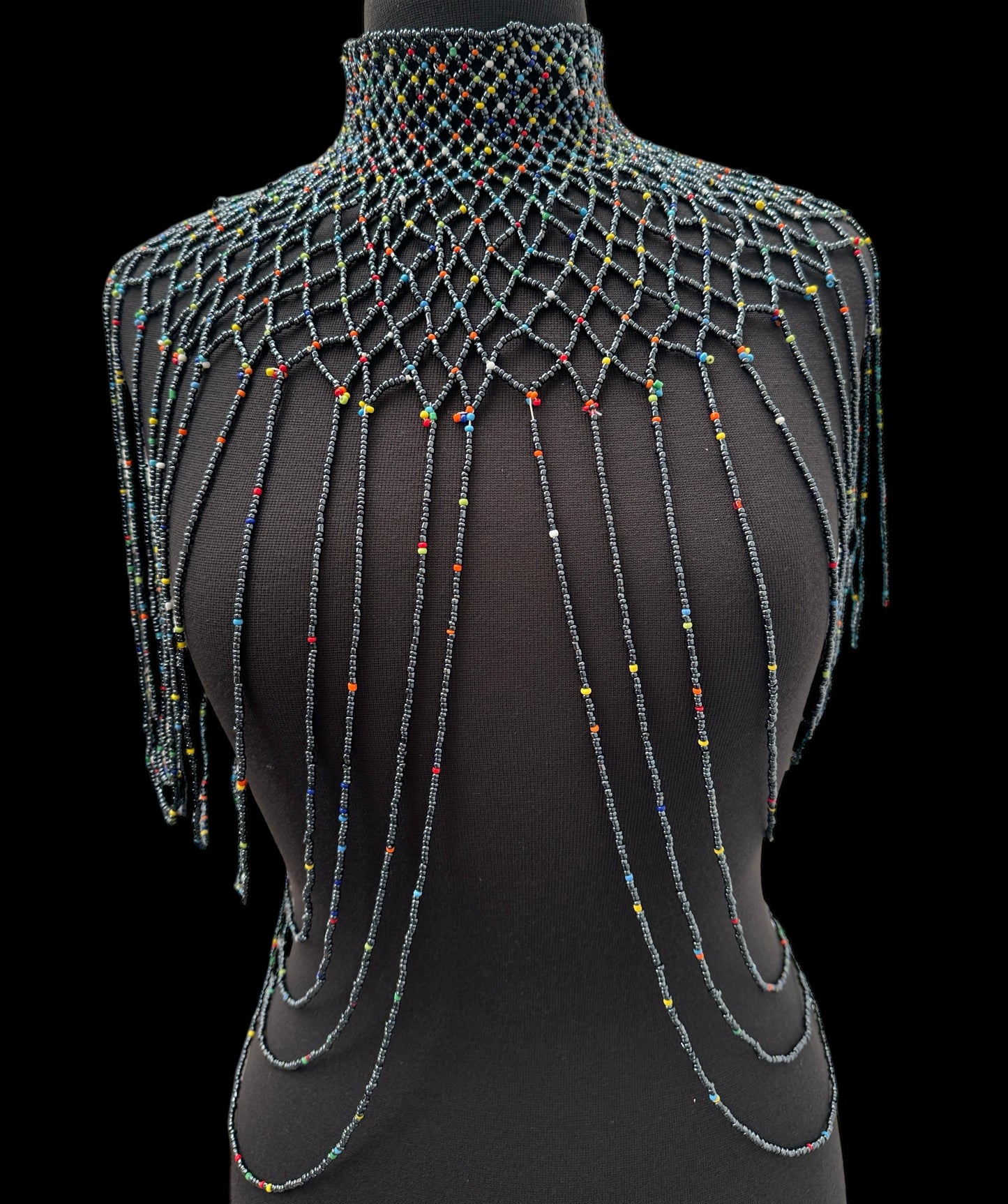 Grey Maasai Zulu Beaded Collar – Handmade African Festival Necklace | Tribal Body Jewellery UK - Fatisha Boutique #