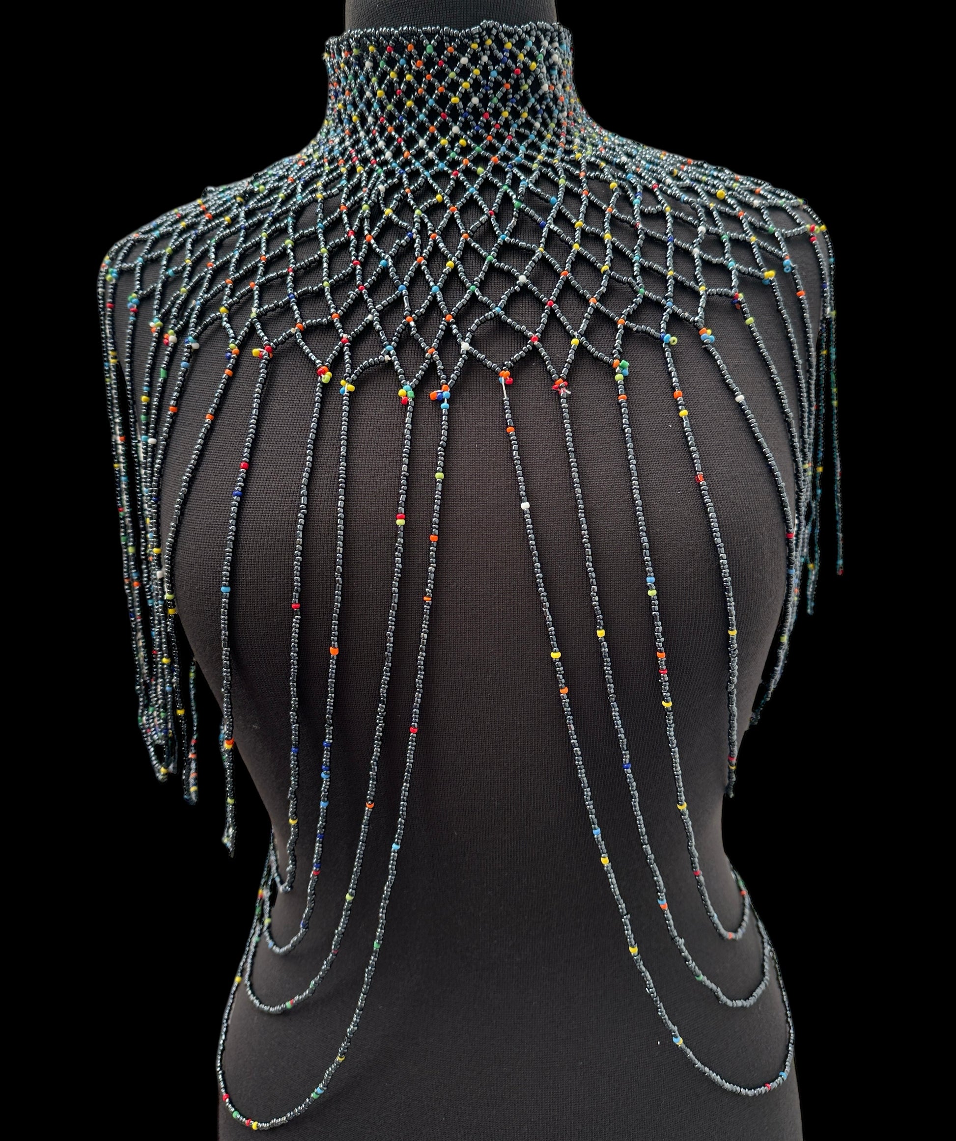 Grey Maasai Zulu Beaded Collar – Handmade African Festival Necklace | Tribal Body Jewellery UK - Fatisha Boutique #