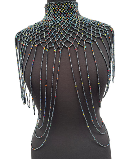 Grey Maasai Zulu Beaded Collar – Handmade African Festival Necklace | Tribal Body Jewellery UK - Fatisha Boutique #