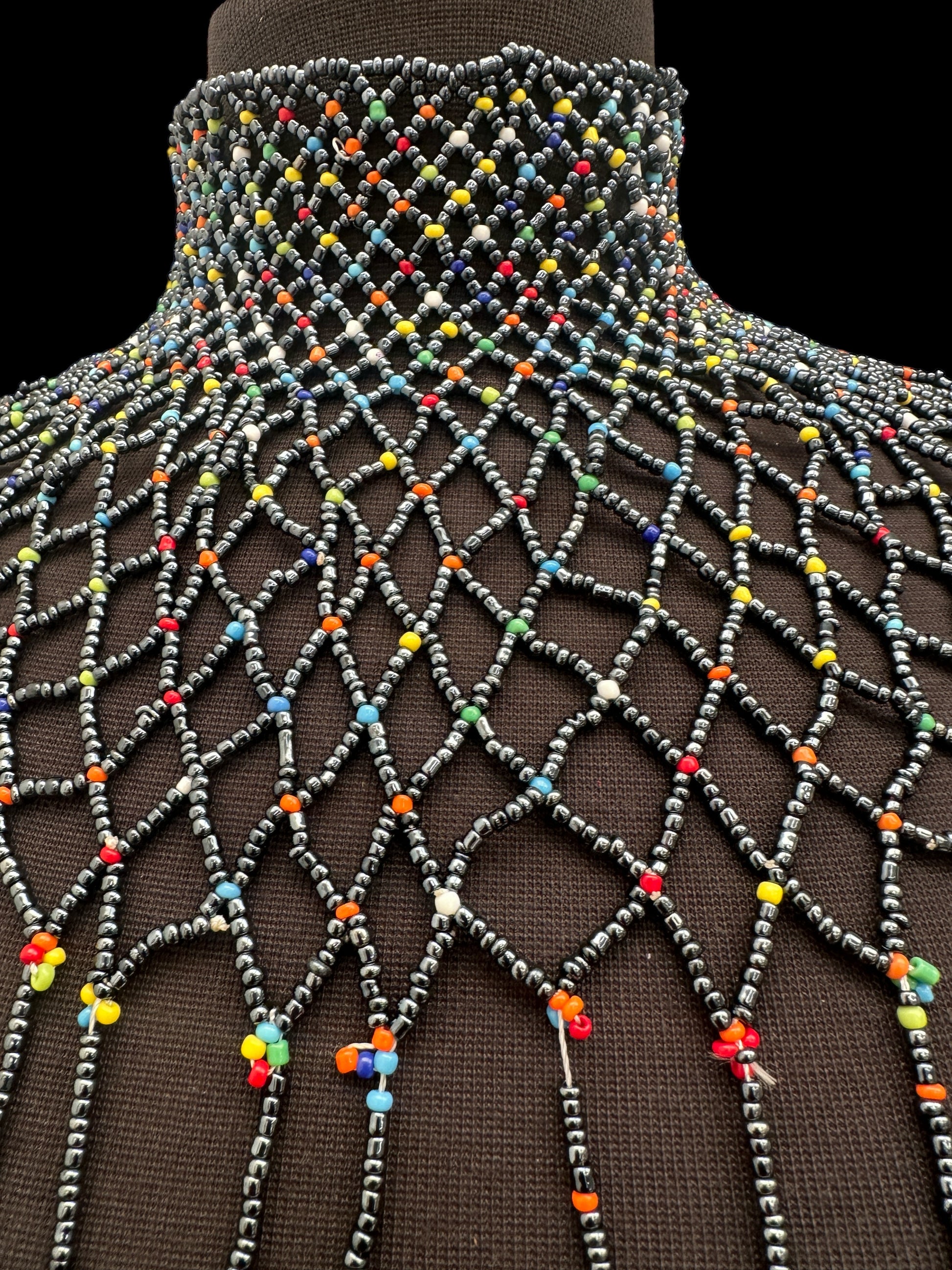 Grey Maasai Zulu Beaded Collar – Handmade African Festival Necklace | Tribal Body Jewellery UK - Fatisha Boutique #